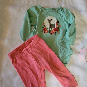 Gymboree Forest Sprouts 3-6 month Bodysuit, Outlet 3-6 Pants set NWT. Mixed Z31